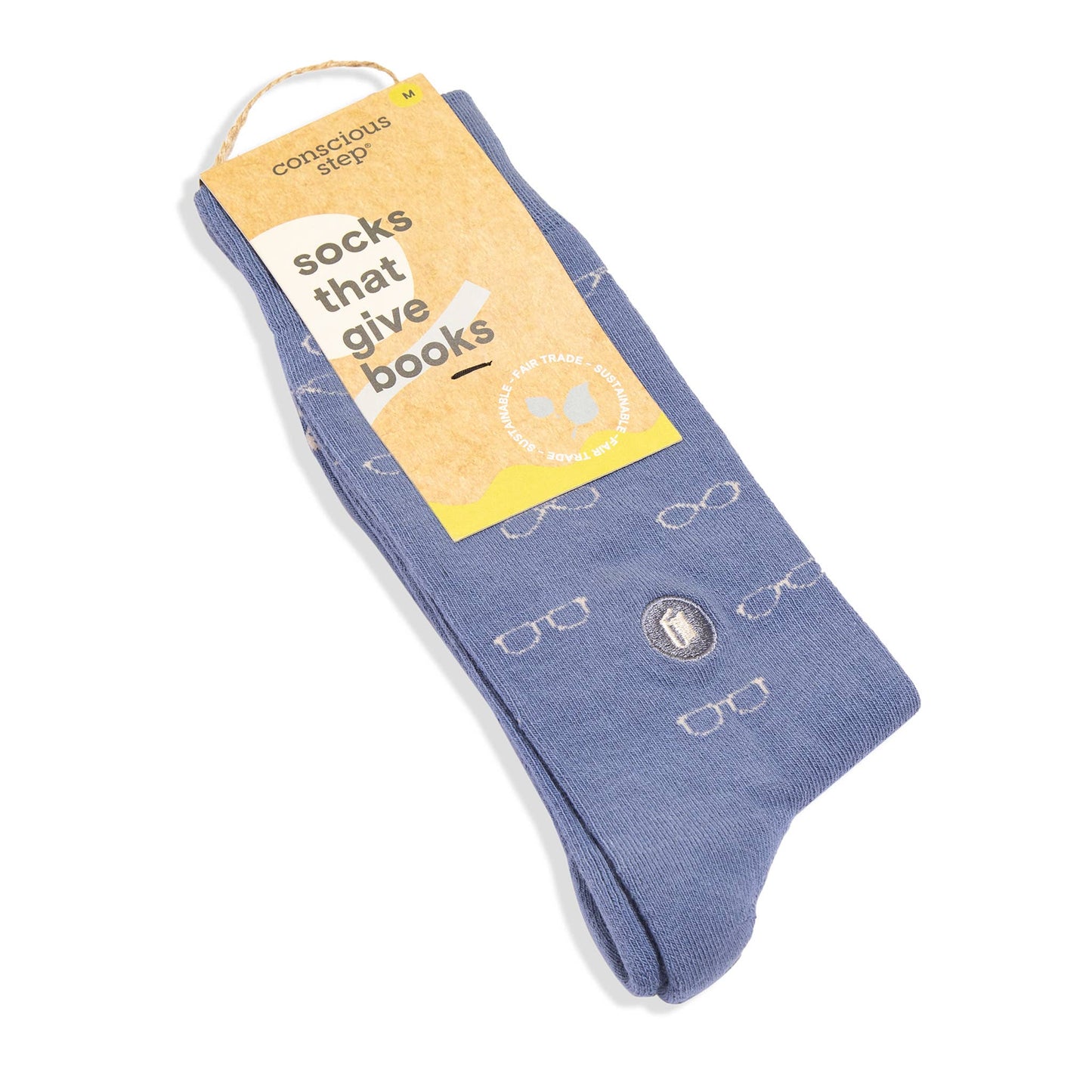 Socks that Give Books (Blue Glasses): Small