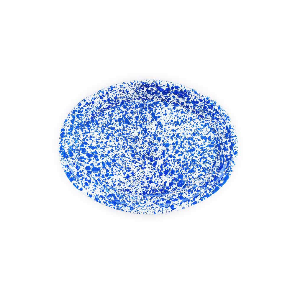 Splatter Enamelware Oval Platter: Turquoise Splatter