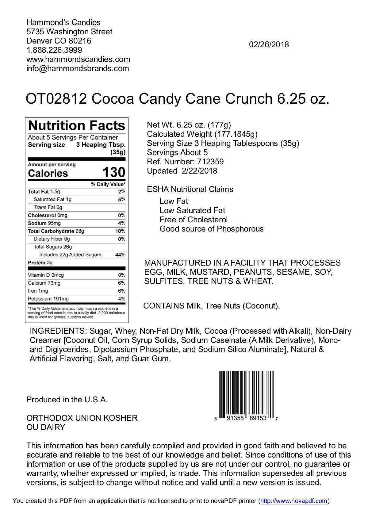 All-Natural Cocoa Mix - Candy Cane Crunch - 10 oz Tin