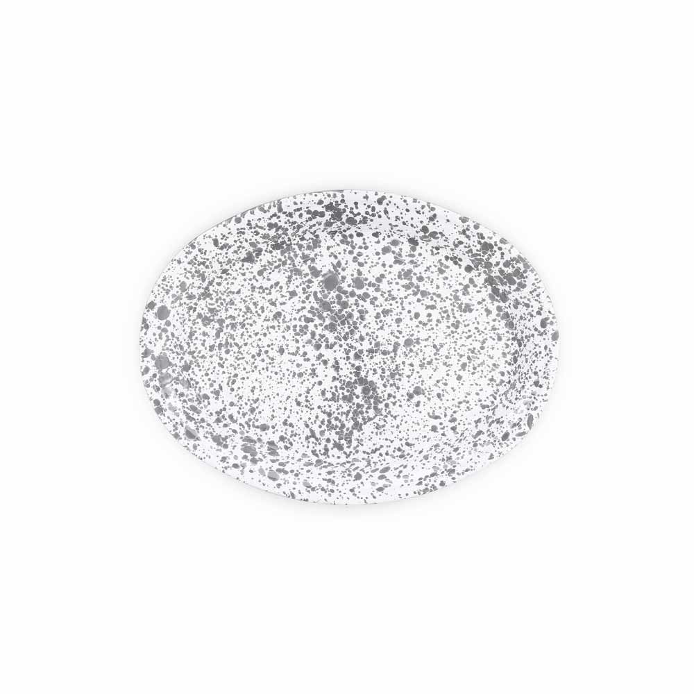 Splatter Enamelware Oval Platter: Turquoise Splatter