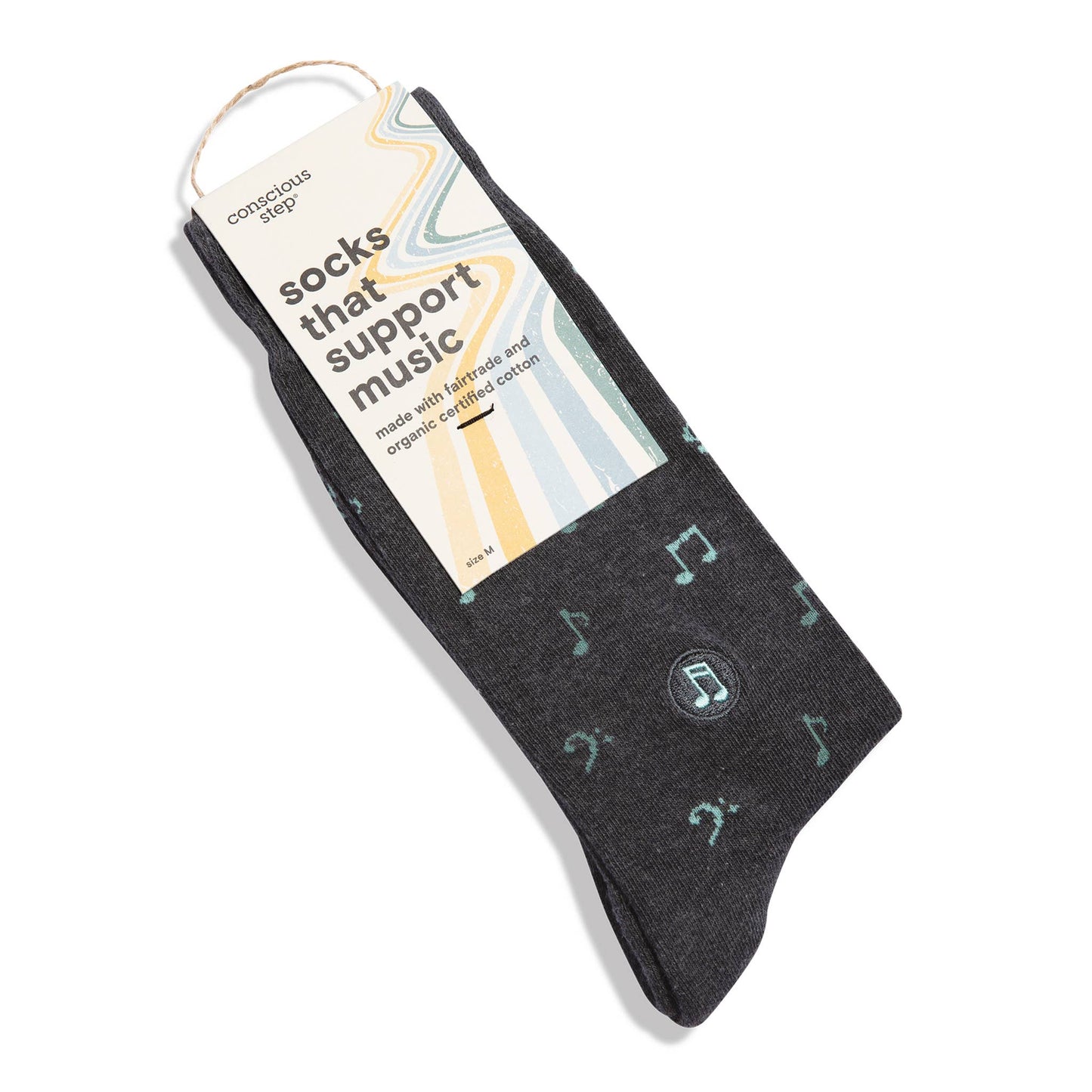 Socks that Support Music (Gray Music Notes): Medium