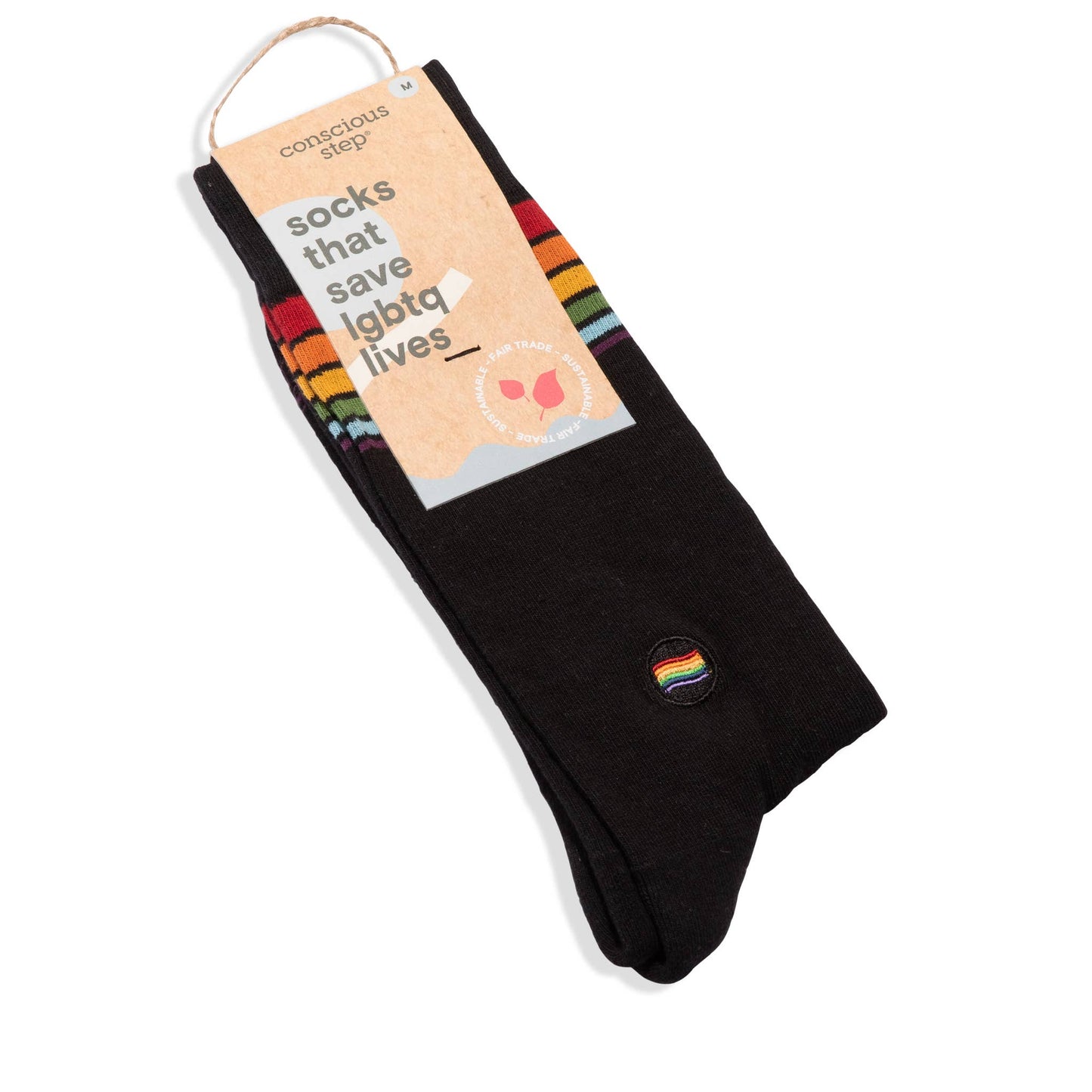 Socks that Save LGBTQ Lives (Classic Rainbow Stripe): Medium