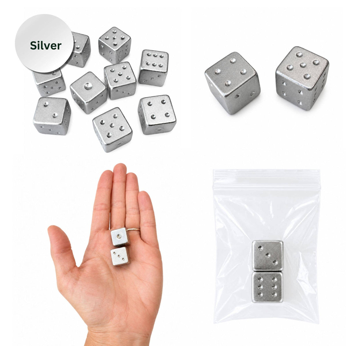 Gold and Silver Luxe Solid Metal Mahjong Dice Gift Ready: Gold