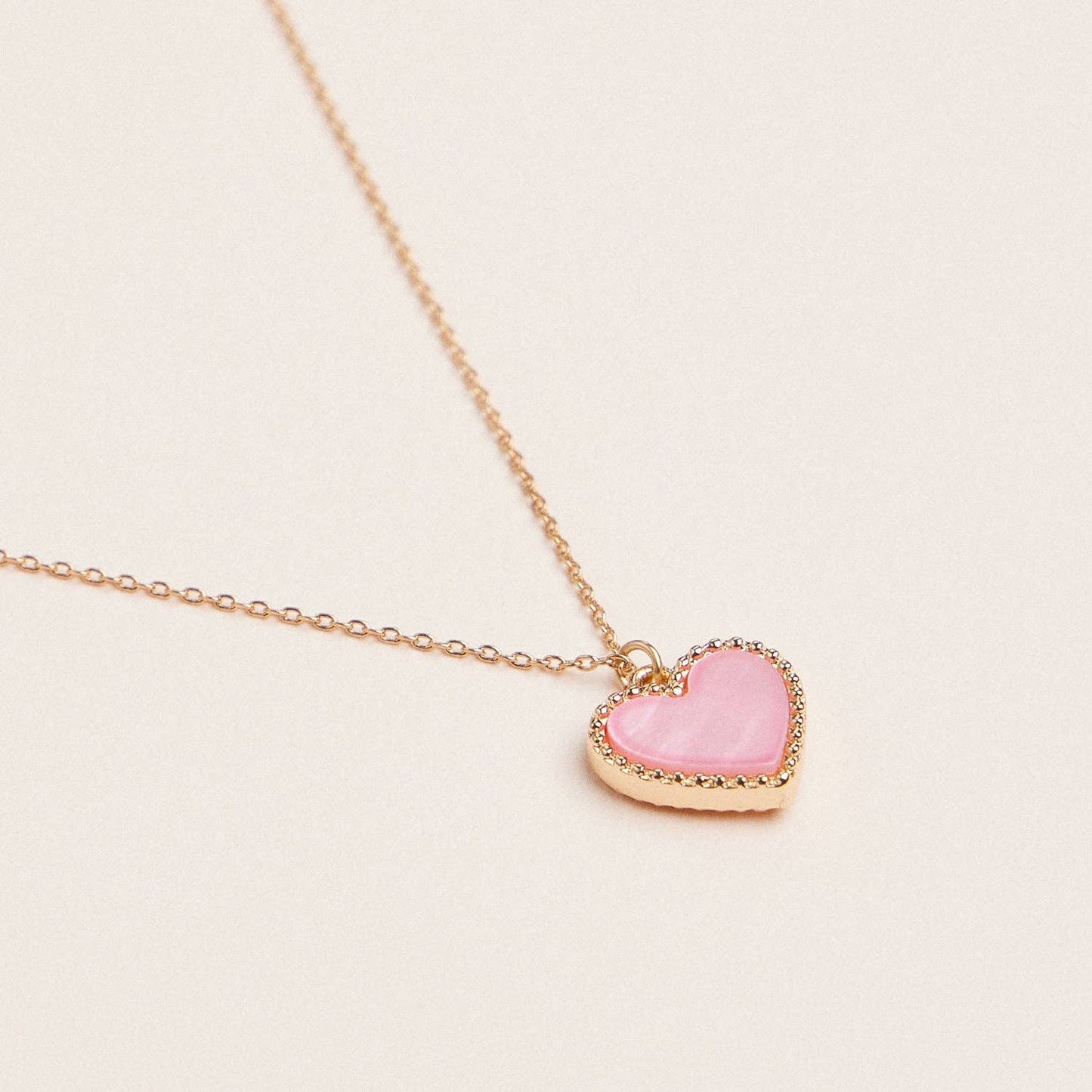 Gold Heart Pendant Necklace with Enamel and Crystal Charm: Red
