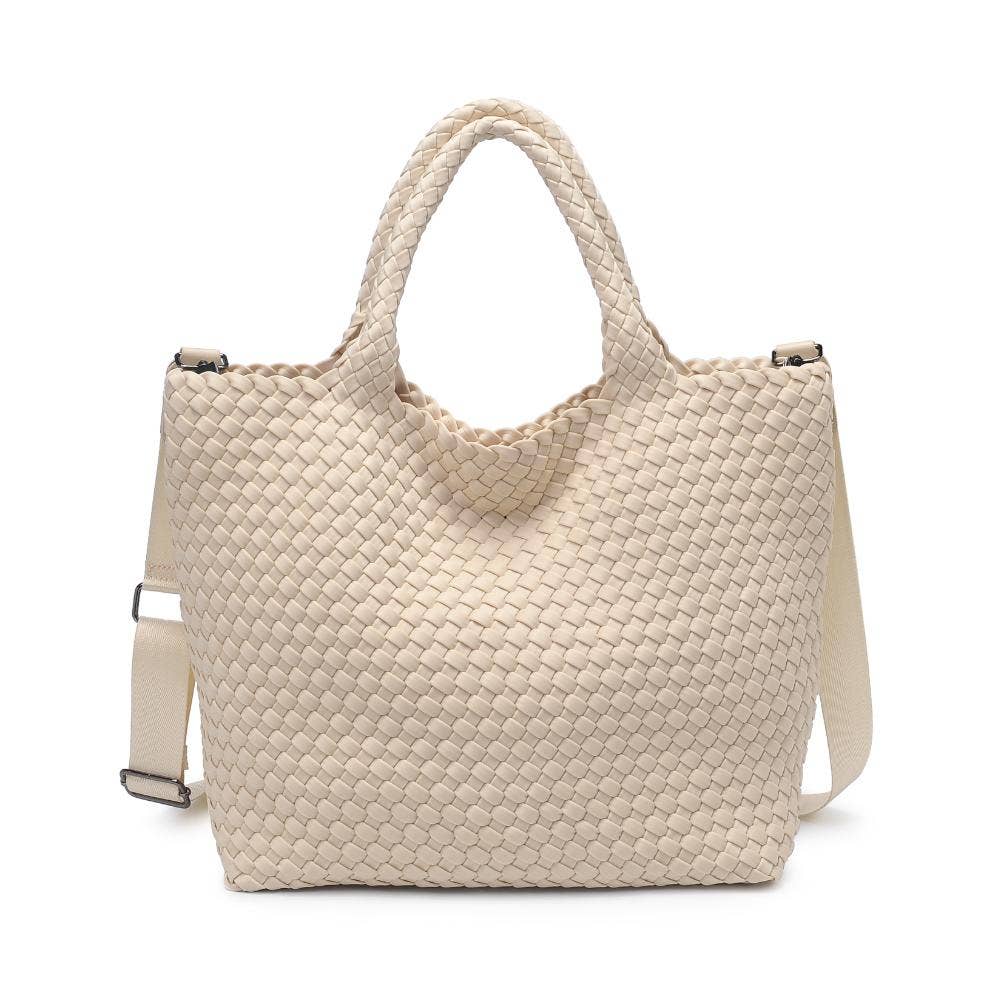 Sky's The Limit Medium Woven Neoprene Tote: Cream