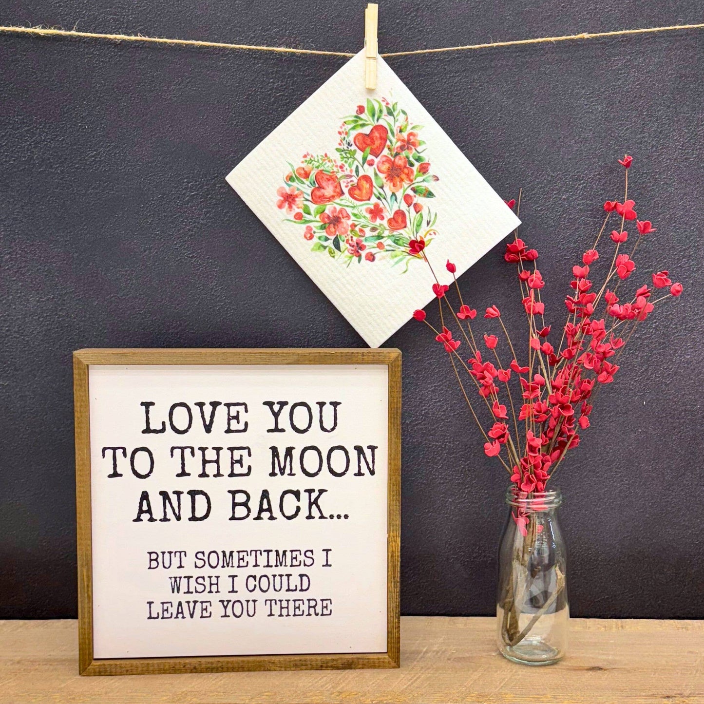 Bouquet of Hearts  Swedish Dishcloth - Valentines Day