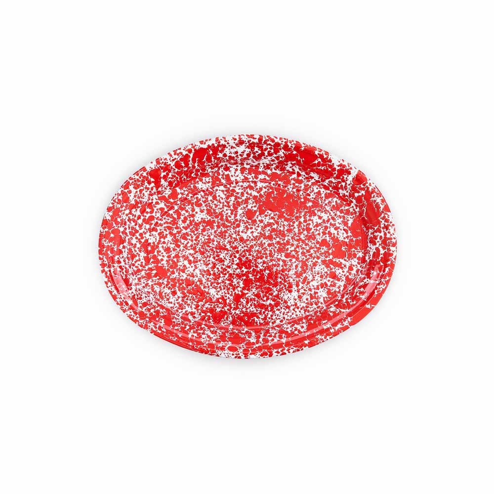 Splatter Enamelware Oval Platter: Turquoise Splatter