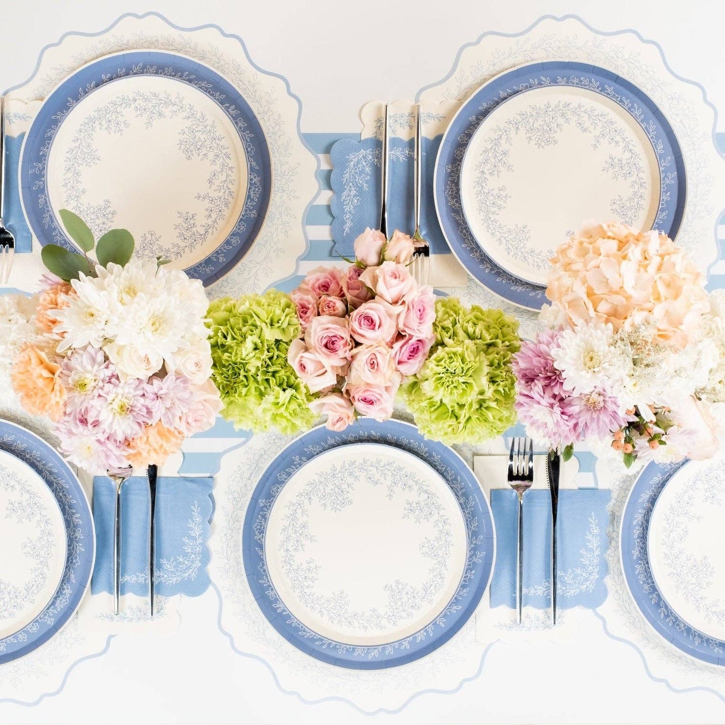 Floral Elegance Blue Beverage Napkins- Pre Order Ships January 20th