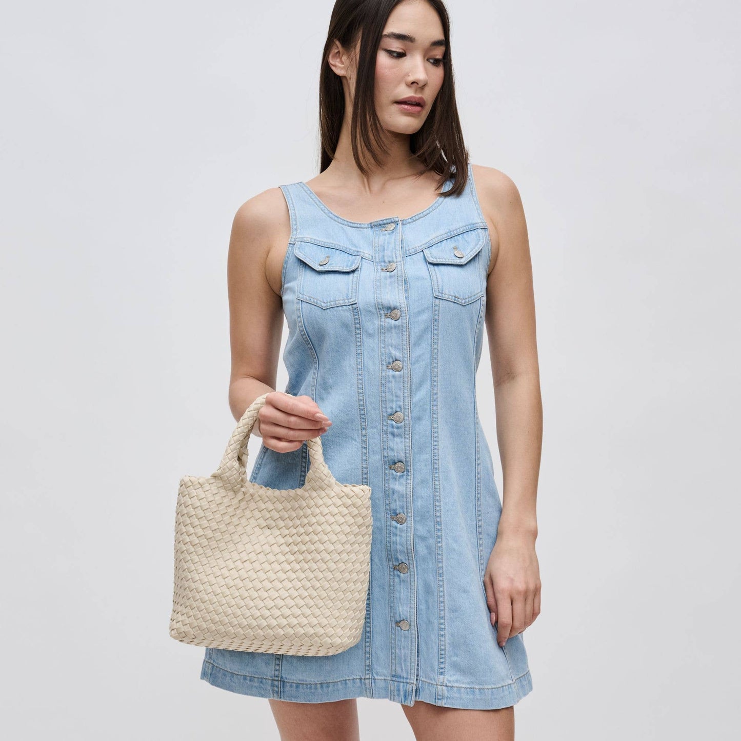 Sky's The Limit Small Woven Neoprene Crossbody: Cream