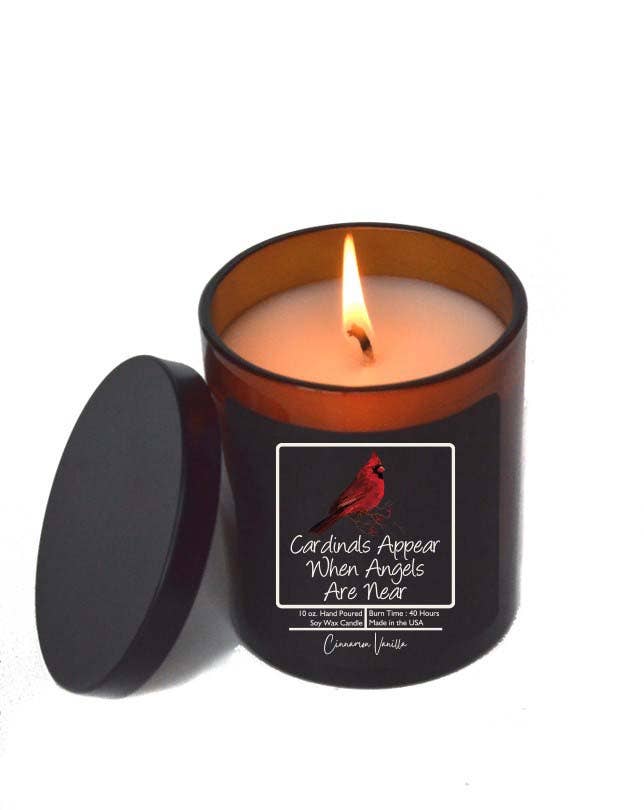 Cardinals Appear - Sympathy Gift Candle - Soy Wax Candles: Sandalwood & Pine